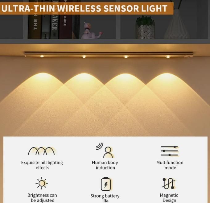 LED Motion Sensor Cabinet Light With USB Rechargeable